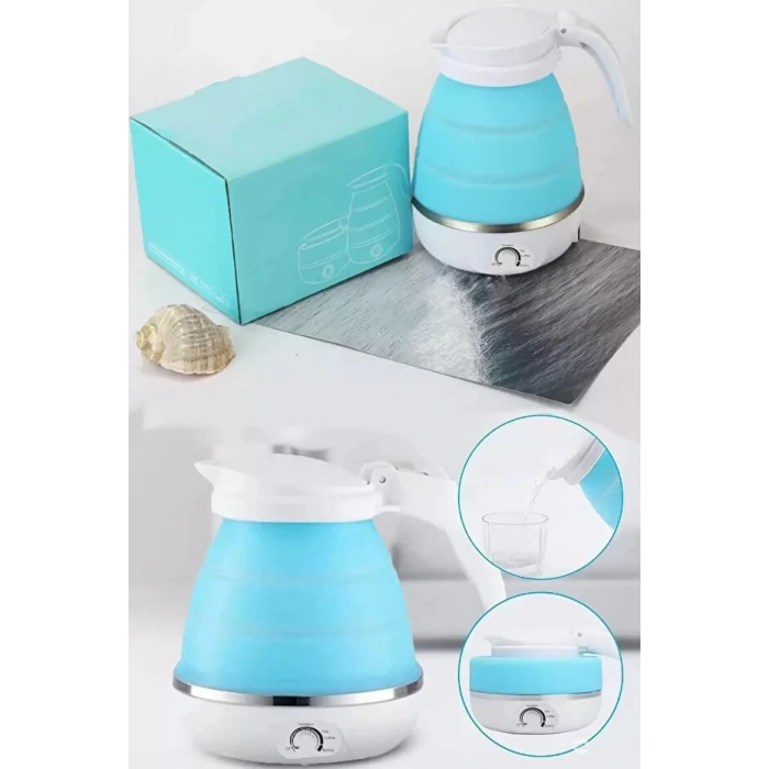 Mini Silikon Katlanabilir Kettle Kolay Kullanım Su Isıtıcı Taşınabilir Seyahat Piknik Demlik 600ml