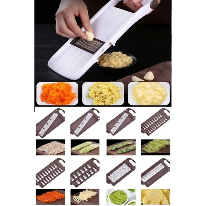 Multi Fonksiyonlu Paslanmaz 8 Bıçaklı Rende Sebze Patates Doğrayıcı Dilimleyici Pratik Rende Seti