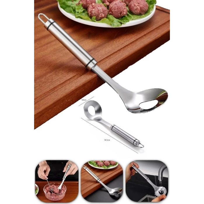 Pratik Paslanmaz Çelik Köfte Ve Lokma Kaşığı Lokma Dökme Hamur Kaşığı Köfte Şekillendirici Kaşık