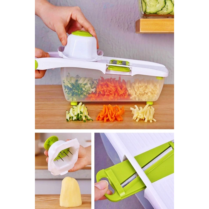 Rende Pratik Dilimleyici 13 Parça Hazneli 8 Bıçaklı Rendeleme Seti