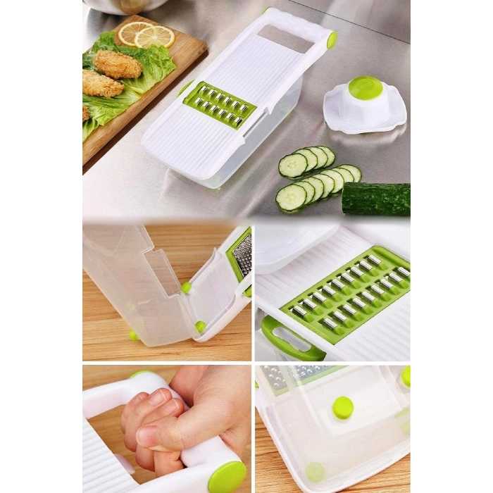 Rende Pratik Dilimleyici 13 Parça Hazneli 8 Bıçaklı Rendeleme Seti