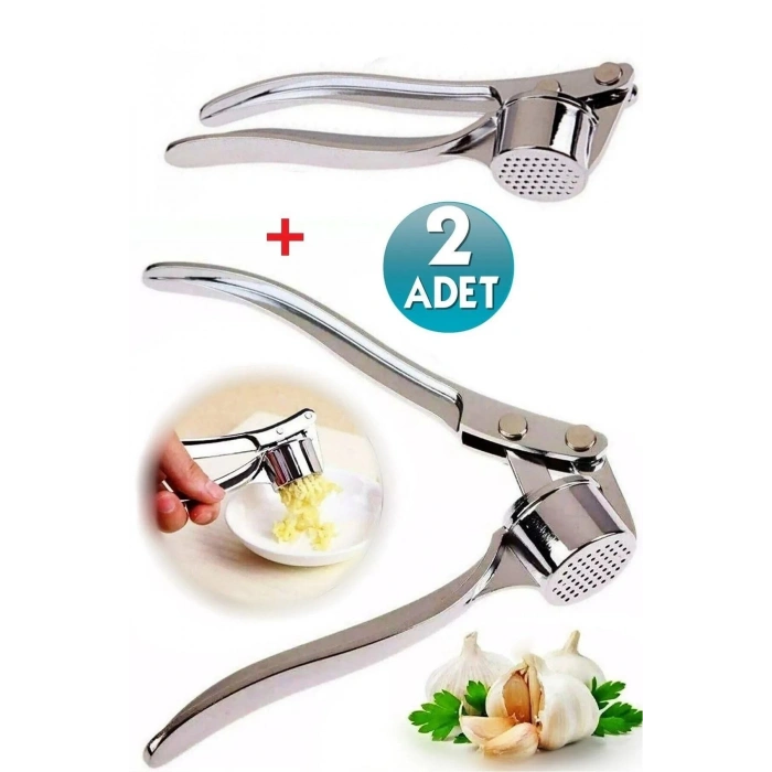 Sarımsak Ezici Hazneli Çelik Sarımsak Ezme Aparatı Yuvarlak 2 Adet Sarımsak Ezici