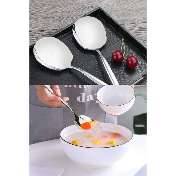Servis Kaşığı Seti 3 Lü Çelik Paslanmaz Salata Pasta Börek Fırın Tavuk Patates Servis Kaşığı Lüx Paslanmaz Mutfak Servis Kaşığı Seti