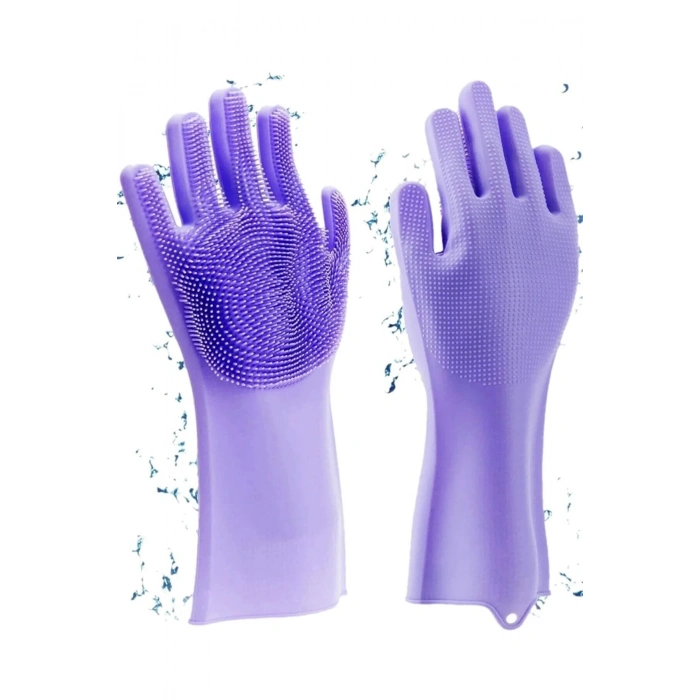 Silikon Bulaşık Yıkama Eldiveni Tencere Tava Lavabo Ovma Tırtıklı Mutfak Temizlik Eldiveni 2li Eldiven