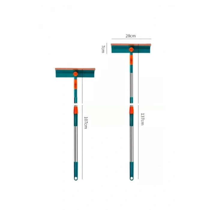 Teleskopik Çift Yönlü Pratik Cam Silme Aparatı Pencere Temizleyici Çok Amaçlı Çekpas