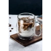 2 Adet Çift Cidarlı Cam Kupa 250 ml Ev Ofis Fincanı Çift Katlı Isı Yalıtımlı Kulplu Cam Bardak