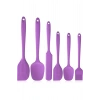 6 Parça Silikon Spatula Seti Pasta Yumurta Fırçası Kaşık Bıçak Spatula Yemek Hazırlık Seti Mor