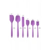6 Parça Silikon Spatula Seti Pasta Yumurta Fırçası Kaşık Bıçak Spatula Yemek Hazırlık Seti Mor
