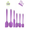 6 Parça Silikon Spatula Seti Pasta Yumurta Fırçası Kaşık Bıçak Spatula Yemek Hazırlık Seti Mor