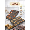 12 Bölmeli Muffin Kek Kalıbı 2 Li Set Yanmaz Yapışmaz Çörek Cupcake Fırın Kalıp Tepsisi