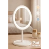 Oval Makyaj Aynası LED Işıklı Dokunmatik Şarjlı 3 Renkli Işıklı Still 90° Ayarlanabilir Ayna | Beyaz