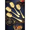 Gold Servis Kaşığı Seti Küçük Boy Paslanmaz Çelik Kaşık Salata Yemek Mutfak Kaşığı | 4 Adet