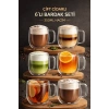 350 ML Çift Cidarlı Cam Bardak Seti Isıya Dayanıklı Şeffaf Tasarım Kahve Çay Latte Sunum | 6 Adet