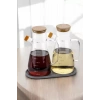900 Ml Bambu Kapaklı Cam Yağdanlık Vakumlu Silikon Stantlı Sirkelik Zeytinyağı Şişesi Yağdanlık Seti