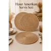 Bambu Rattan Amerikan Servis Hasır Yuvarlak Supla Tabak Altlığı Masa Dekoru Sunum Seti  | 3 Adet