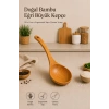 Doğal Bambu Eğri Büyük Kepçe Ergonomik Saplı Tencere Dostu Ahşap Servis Kaşığı | 29x9 cm
