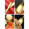 Paslanmaz Gold Çelik Lüx Servis Salata Kaşığı Spatula Çelik Yemek Servis Kaşığı 4 ADET