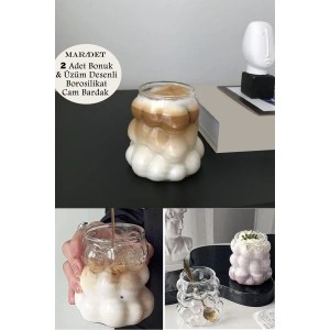 2li Boncuk & Üzüm Şekilli Isıya Dayanıklı Borosilikat Kahve Sunum Bardağı Isıya Dayanıklı Borosilikat Cam