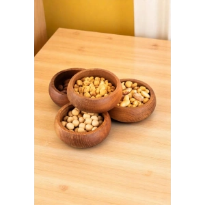 4lü Ahşap Kase Çerezlik Kuruyemiş Sunumluk Sofra Kahvaltılık Kase Seti