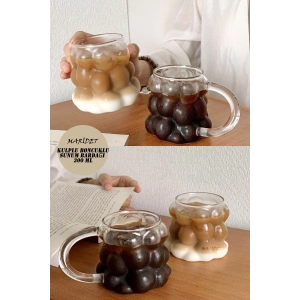 Boncuk Şekilli Bardak Sunum Bardağı Isıya Dayanıklı Borosilikat Retro Cam Bardak 350 ml