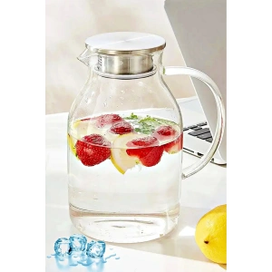 Borosilikat Cam Modern Sürahi Cam Kulplu Metal Kapaklı Sıcak Soğuk Kokteyl Meşrubat Karaf Sürahi