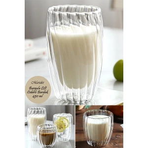 Burgu Desenli Origami Stil Borosilikat Cam Sunum Bardağı 450 ML