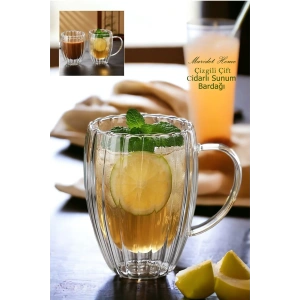 Burgulu Origami Stil Cam Bardak Çay Süt Kahve Kupası Sunum Bardağı 450 ML