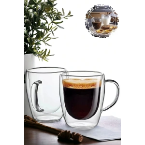 Çift Cidarlıı Bardak 250 ml Ev Ofis Çay Fincanı Kahve Sunum Bardağıı - 2 Adet