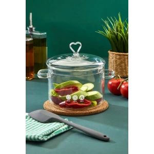 Isıya Dayanıklı Minimalist Borosilikat Cam Kalp Figürlü Tencere | Termisil Ocak Üstü Cam Tencere