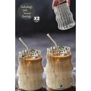 Pipetli Sukabağı Şekli Sunum Bardağı Iskandinav Tarz Burgu Stil Bardak Kahve Sunum Bardağı 2 Adet