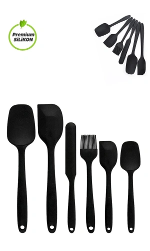 6'Lı Mutfak Servis Seti Pasta Slikon Yumurta Fırçası Kaşık Bıçak Spatula Seti
