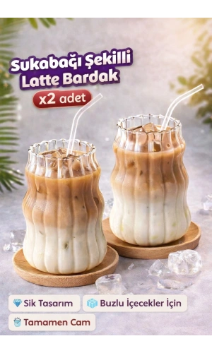 Sukabağı Şekli Pipetli Cam Sunum Meşrubat Bardağı | Burgu Stil Kahve Kokteyl Sunum Bardağı