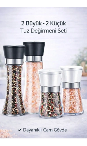 4'lü Seramik Bıçaklı Tuzluk Karabiber Değirmeni Karabiber Biberlik  Öğütücü Baharatlık Takımı