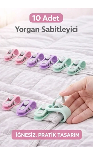 Yorgan Nevresim Sabitleme Çarşaf Perde Tül Sabitleyici Tutucu Organizer Klips Tutucu Aparat 10 Adet