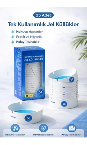 Jel Kül Tablası Tek Kullanımlık Ofis Araç Kafe Ev Balkon Küllüğü Kokusuz Jel Küllük Seti  | 25 Adet