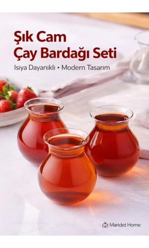 6'lı Kulpsuz Keyfi Ala Çay Bardağı Seti | Borosilikat Cam Bardak Takımı Isıya Dayanıklı