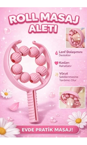 8 Tekerlekli El Tipi Masaj Aleti Kas Gevşetici Lenf Drenaj Rulosu Ayarlanabilir Kol Bacak Bakım