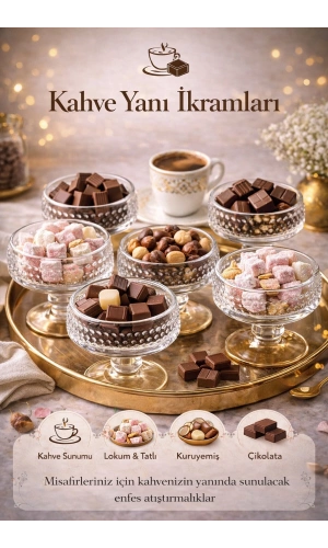 Nokta Desenli Ayaklı Cam Sunum Kasesi Kahve Yanı Lokum Çikolata Kuruyemiş Servis Seti | 6 ADET