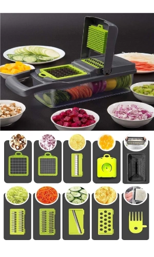 Chopper Küp Rende 13 Parça Hazneli Sebze Doğrayıcı Dicer Dilimleyici Mutfak Seti