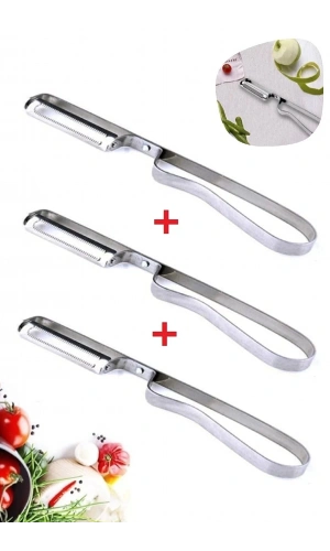 Metal Yan Soyacak Çelik Sebze Soyacak Çelik Paslanmaz 3lü Set