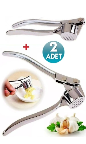 Sarımsak Ezici Hazneli Çelik Sarımsak Ezme Aparatı Yuvarlak 2 Adet Sarımsak Ezici