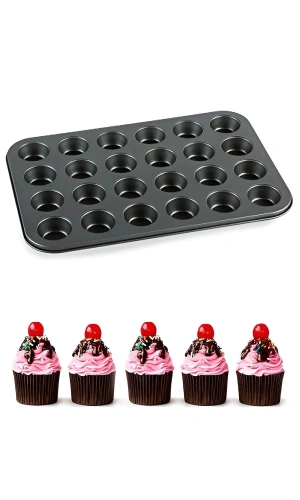 Muffin Cupcake 24 Bölmeli Kalıp Lokmalık Mini Kek Sufle Kalıbı Yanmaz Yapışmaz Kek Kalıbı