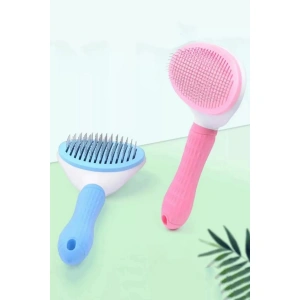 Kedi Fırça & Tarak Otomatik Temizlenen Tuşlu Evcil Hayvan Köpek Kıl Tüy Toplayıcı Pembe Tarak