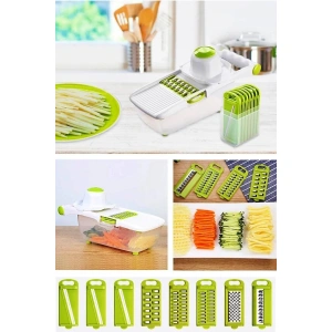 8 Çelik Bıçaklı Pratik Dilimleyici Rende Doğrama Kesme Seti 13 Parça Hazneli Sebze