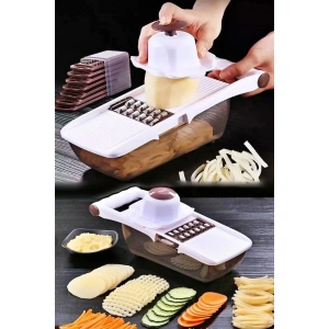 8 Bıçaklı Rende Doğrama Kesme Seti Pratik Dilimleyici 13 Parça Hazneli Sebze Patates