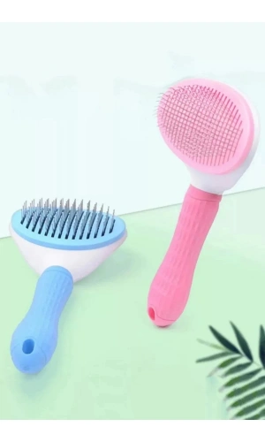 Kedi Fırça & Tarak Otomatik Temizlenen Tuşlu Evcil Hayvan Köpek Kıl Tüy Toplayıcı Pembe Tarak