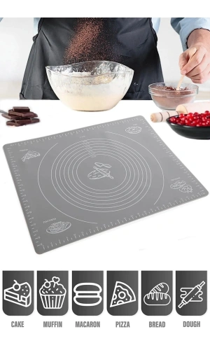 Premium Silikon Hamur Açma Matı Ölçülü Isıya Dayanır Hamur Yoğurma Matı