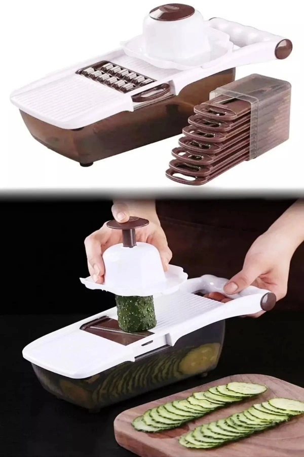 8 Bıçaklı Rende Doğrama Kesme Seti Pratik Dilimleyici 13 Parça Hazneli Sebze Patates