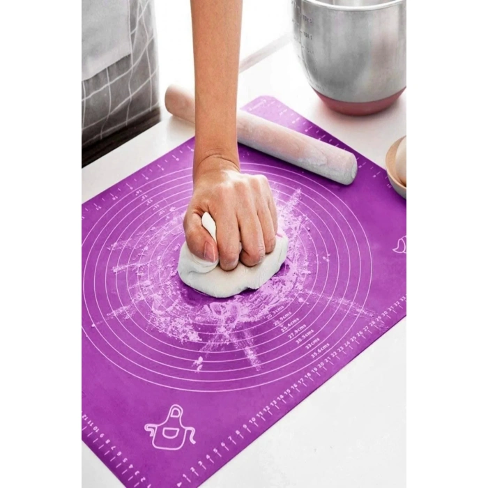 Premium Silikon Hamur Açma Matı Ölçülü Isıya Dayanır Hamur Yoğurma Matı