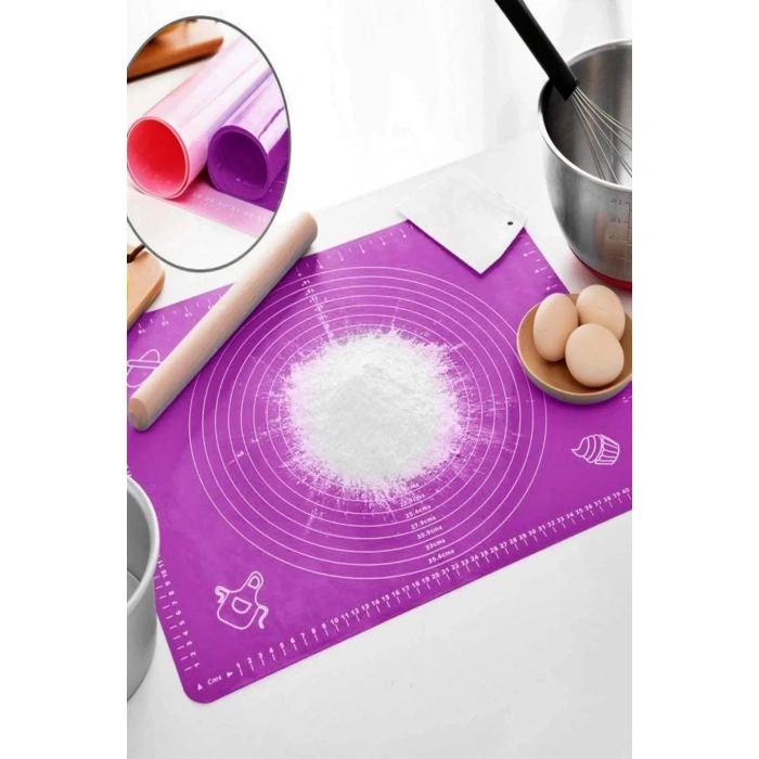 Premium Silikon Hamur Açma Matı Ölçülü Isıya Dayanır Hamur Yoğurma Matı